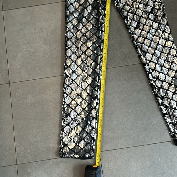 Lovers and Friends Take it Easy Silver and Black Sequined Pants - Picture 7 of 8